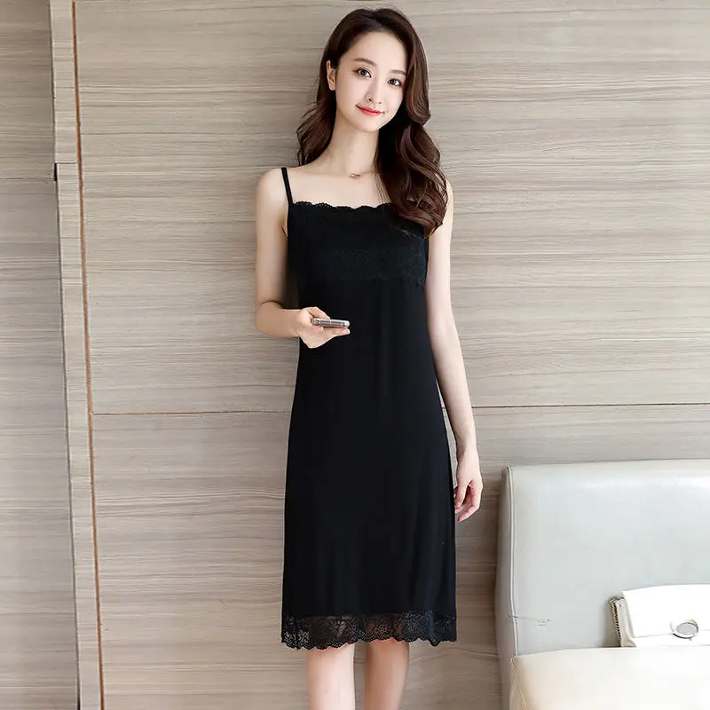 Sexy Slip Bottom Dress MIDI Style Sundress Cultivate One's Moral Integrity Lace Can Be Worn Outside Frock Girl Summertime