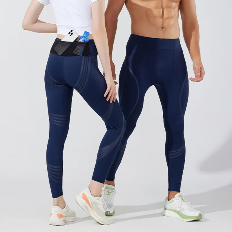 Summer Spring Autumn Men Running Tights GYM Pocket Pants Male Basketball Football Soccer Fitness Exercise Sport Long Leggings R2