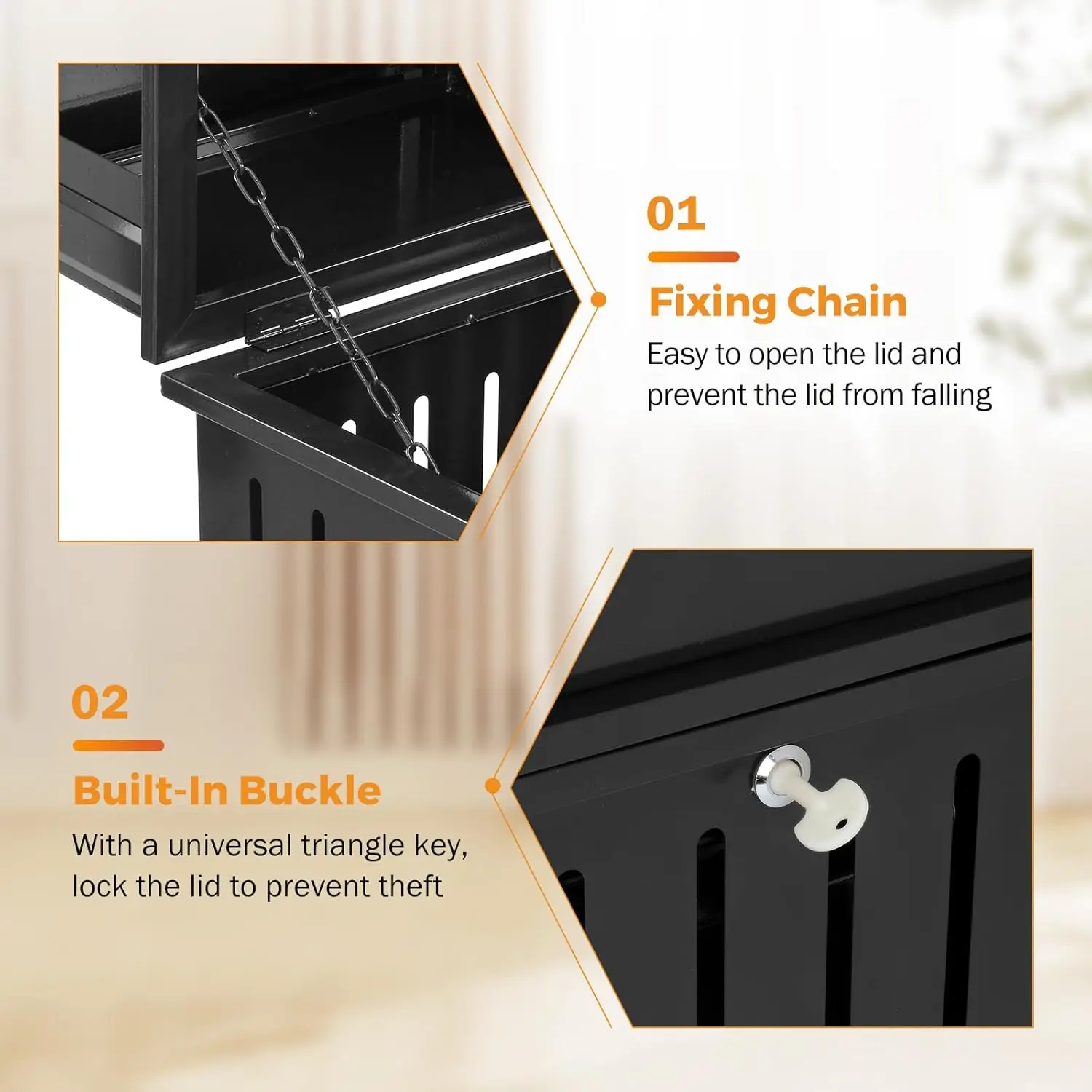 Black Trash Can Outdoor Top Tray Stainless Steel Commercial Garbage Enclosure with Locking Lid Heavy Duty Industrial Ya