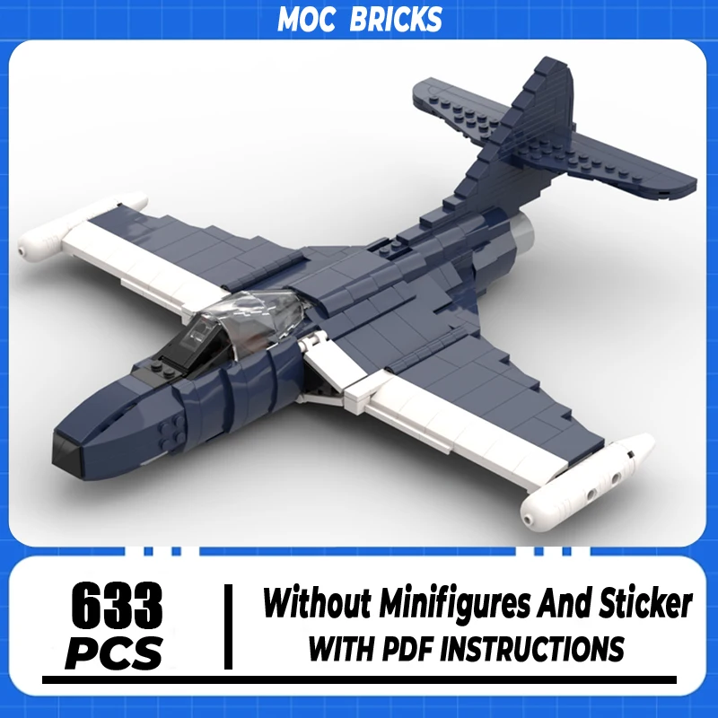 

Moc Building Bricks Military Grumman F9F Panther Fighter Model Technology Modular Blocks Construstion Toy DIY Set Assembly Gifts