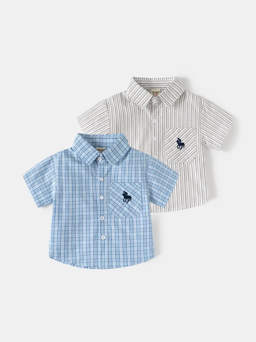 소년 여름 줄무늬 셔츠 2026 반팔 소년 셔츠 아동 상의 아동복  의상