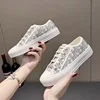 Embroidered canvas shoes, new lace up white shoes, thick sole with increased height inside, comfortable casual sports shoes 1