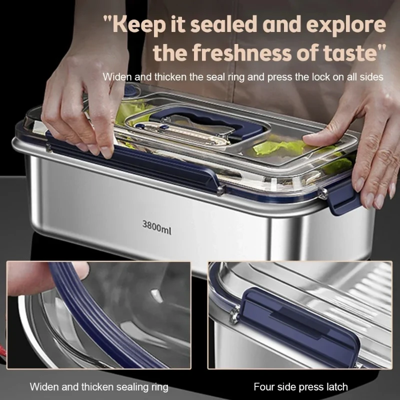 Food Storage Containers with Lids Airtight Food Grade 316 Stainless Steel Large Capacity Leakproof Kitchen Storage Container