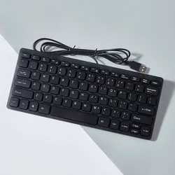 Compact Ultra - Thin Wired Multimedia Keyboard with Multilingual Stickers (Black)
