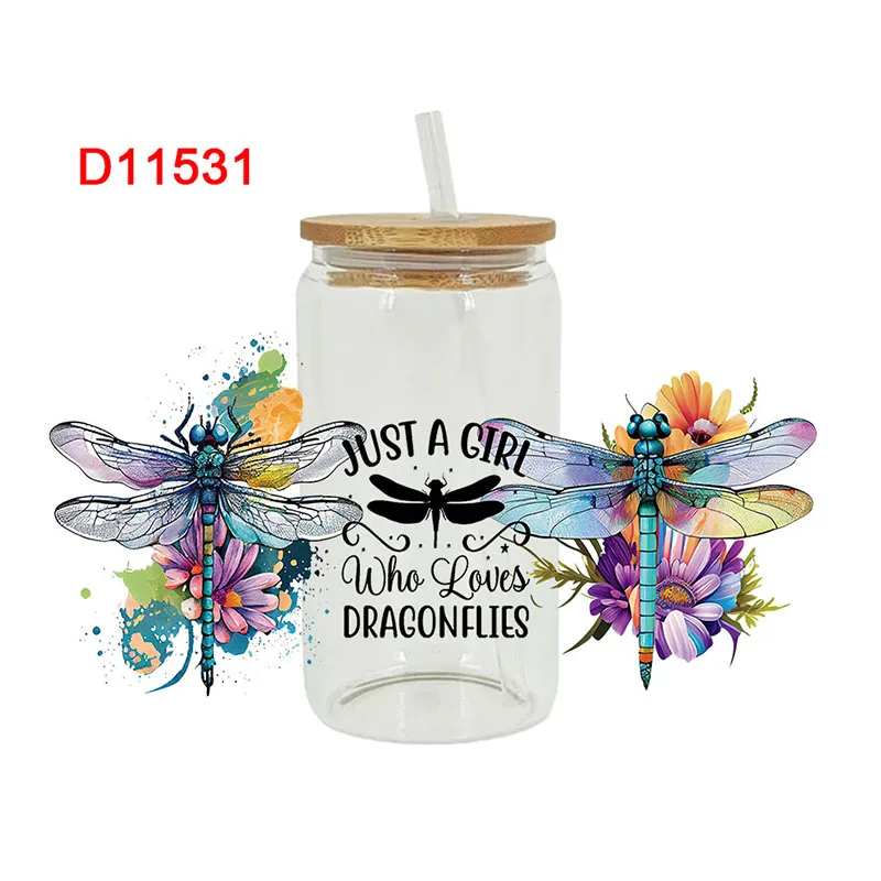 Beautiful Flower Butterfly UV DTF Transfer Sticker For Wraps Cup DIY Waterproof 3D Stereoscopic D11516