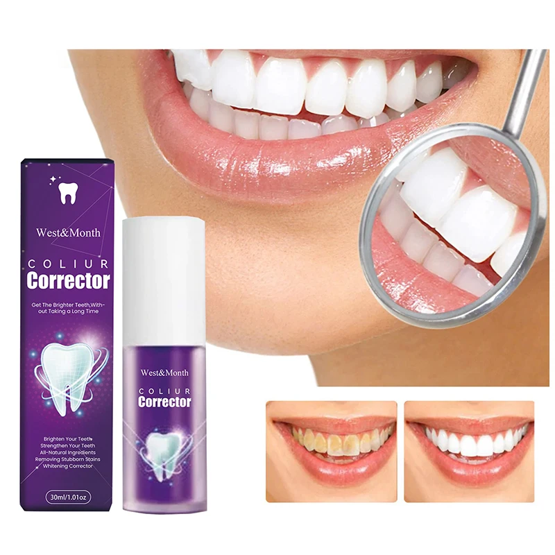 

30ml Purple Whitening Toothpaste Remove Stains Reduce Yellowing Care For Teeth Gums Fresh Breath Brightening Teeth