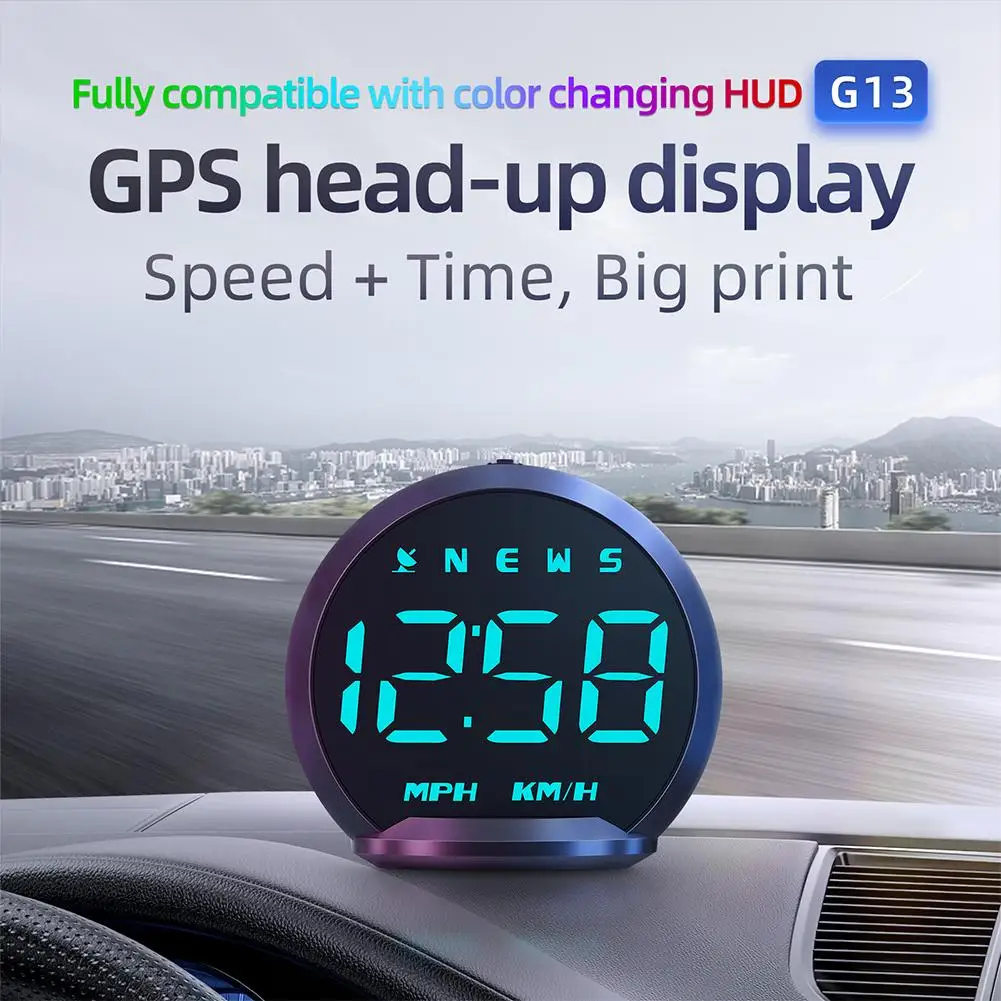 

G13 Digital GPS Speedometer HUD Car Head Up Display With Compass Overspeed Fatigued Driving Alert Vehicle Universal