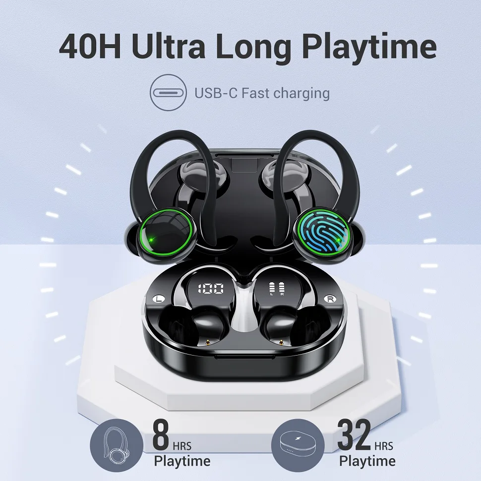 Auricolari Impermeabili Sport Auricolari Bluetooth TWS Con Cancellazione Rumore Attiva - Nuovo Modello 2022, Perfetti Per IPhone Wireless 5.0 - Foto 4