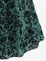 ROSEGAL Plus Size Women's Casual Dresses Vintage Sleeveless Flower Layered Ruched Mesh A Line Dress - Image 5