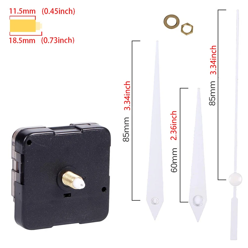 Silent Quartz Clock Mechanism with Hands – DIY Repair Kit