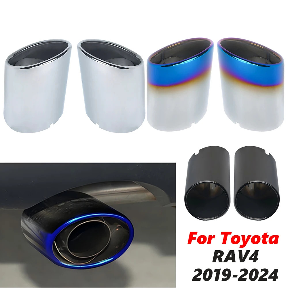 2PCS Car Styling 304 Stainless Steel Exhaust Muffler Tip Pipe Auto Accessories For Toyota RAV4 exhaust muffler tip