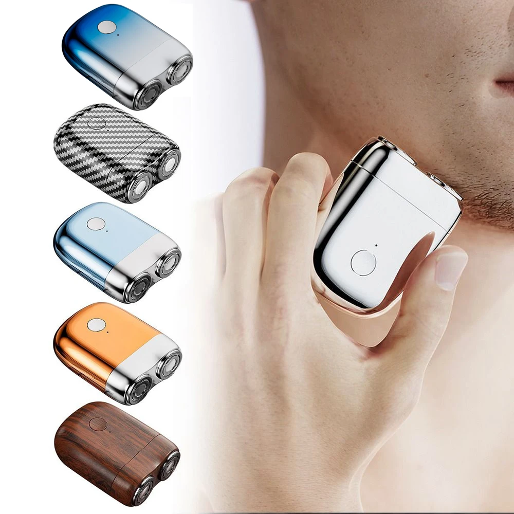 Mini Electric Shaver Men's Razor Beard Trimmer Shaver Double Head Beard Razor IPX7 Waterproof Rechargeable Portable Pocket