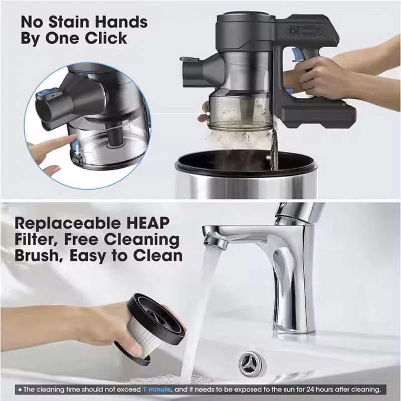 مكنسة كهربائية محمولة لاسلكية قوية بقوة شفط 26 كيل...