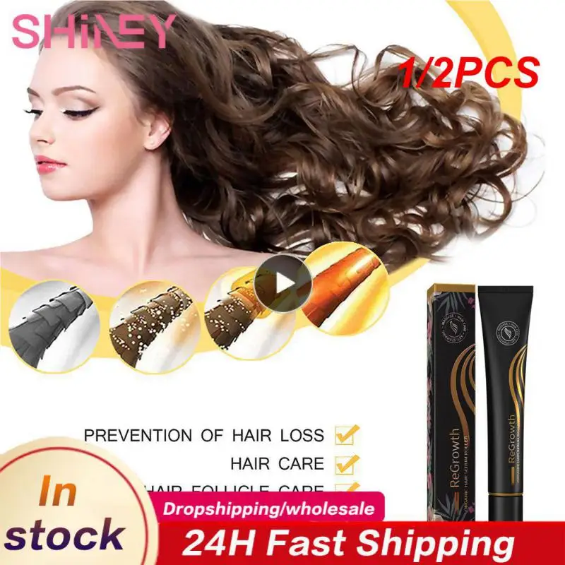 1/2PCS Roller Ball Regrowth Hair Serum Massage Scalp Anti-Fall Hair Liquid Improve Hair Strength Biotin Hair Growth Serum