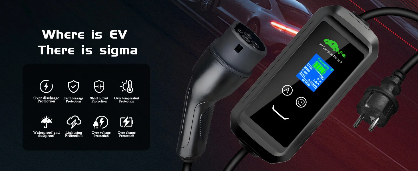 Chiefleed EV Charger Type 2 16A 3.6KW Portable Charging Wallbox Tuya APP Control Timer Electric Vehicle Hrbrid PHEV Cable 10M