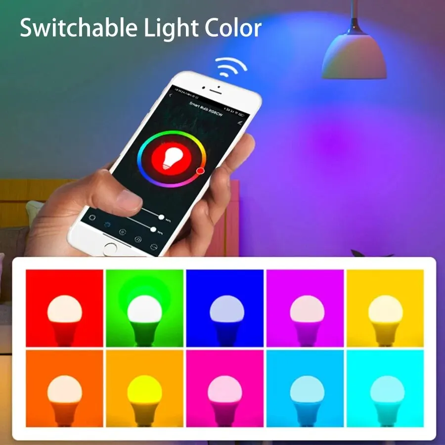 Smart LED Light Bulbs Tuya Bluetooth WiFi E27 15W APP Voice Control With Alexa Google Home