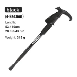 Lightweight Portable 4-Section Telescopic Hiking Stick (Black)
