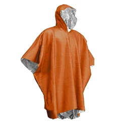 All-Weather Waterproof Emergency Poncho with Insulating Layer (Orange)