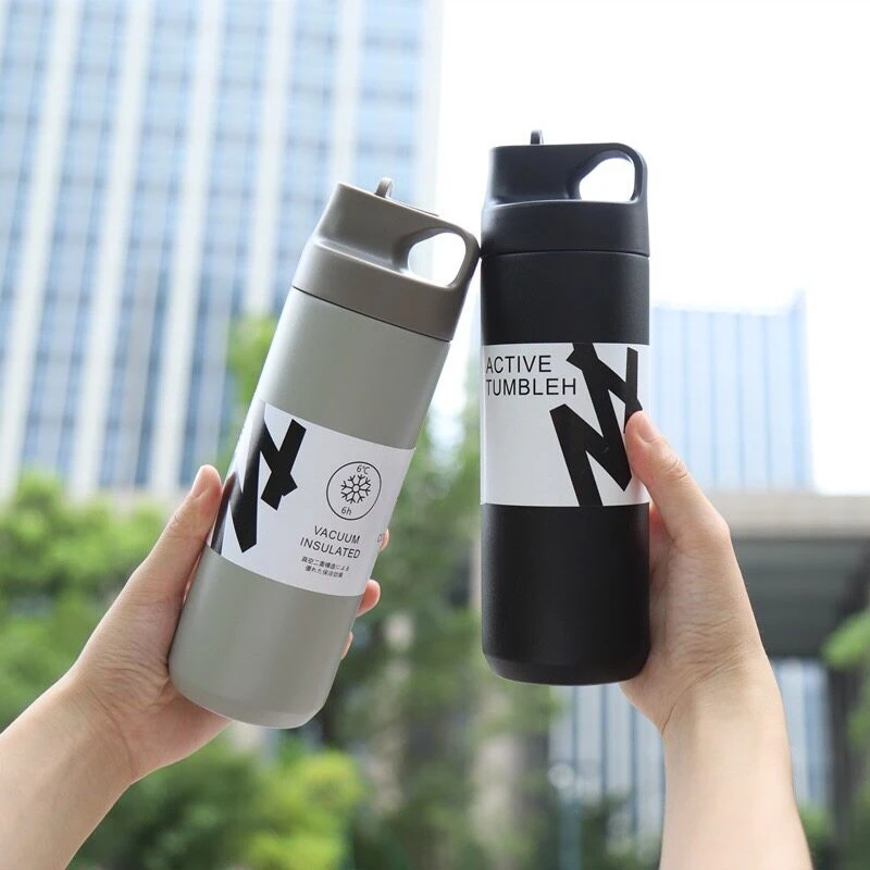 휴대용 흡입 깍지, 스테인레스 스틸 보온병 컵, 스포츠 주전자, 550ml