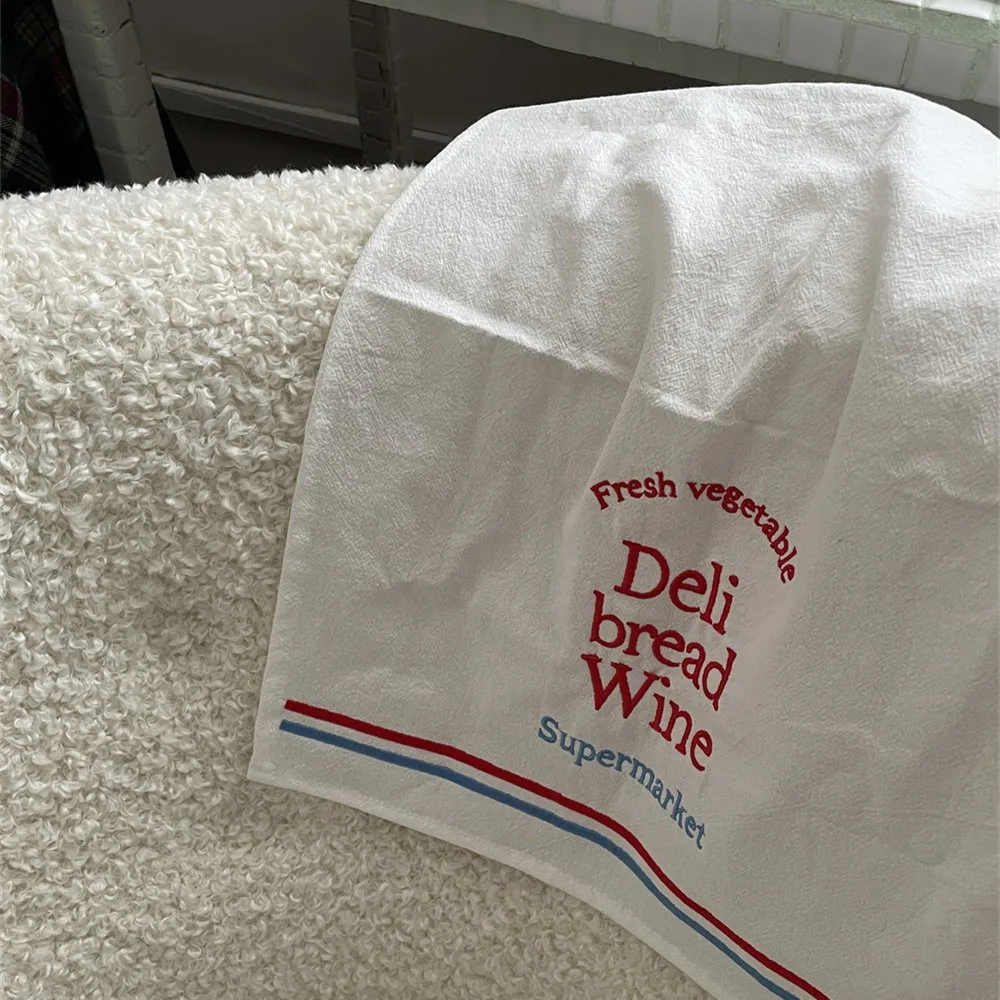 Vintage English Letter Desktop Mat Cotton 35*44cm Embroidered Napkins Delicate Square Table Decoration Cloth Background Props