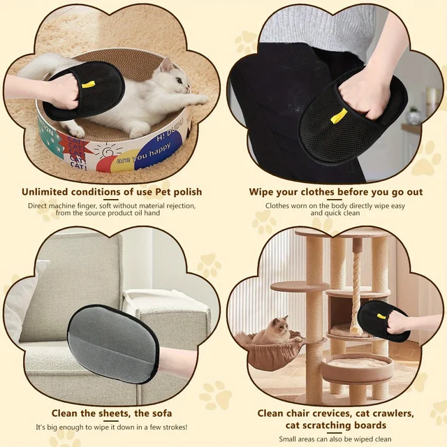 Dual-Sided Pet Hair Remover Gloves – Grooming Gloves for Dogs & Cats 6
