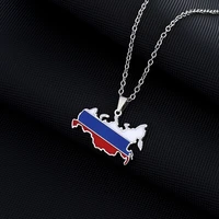 Russia Map Pendant Necklaces Women Russian Map Necklace Jewelry Stainless Steel Necklaces Russia Flag Pendant Necklaces 2