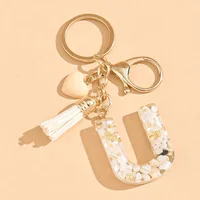 Mode blanc coeur gland lettre pendentif résine porte-clés femmes sac à dos breloques porte-clés clé voiture bibelot accessoire cadeau 5