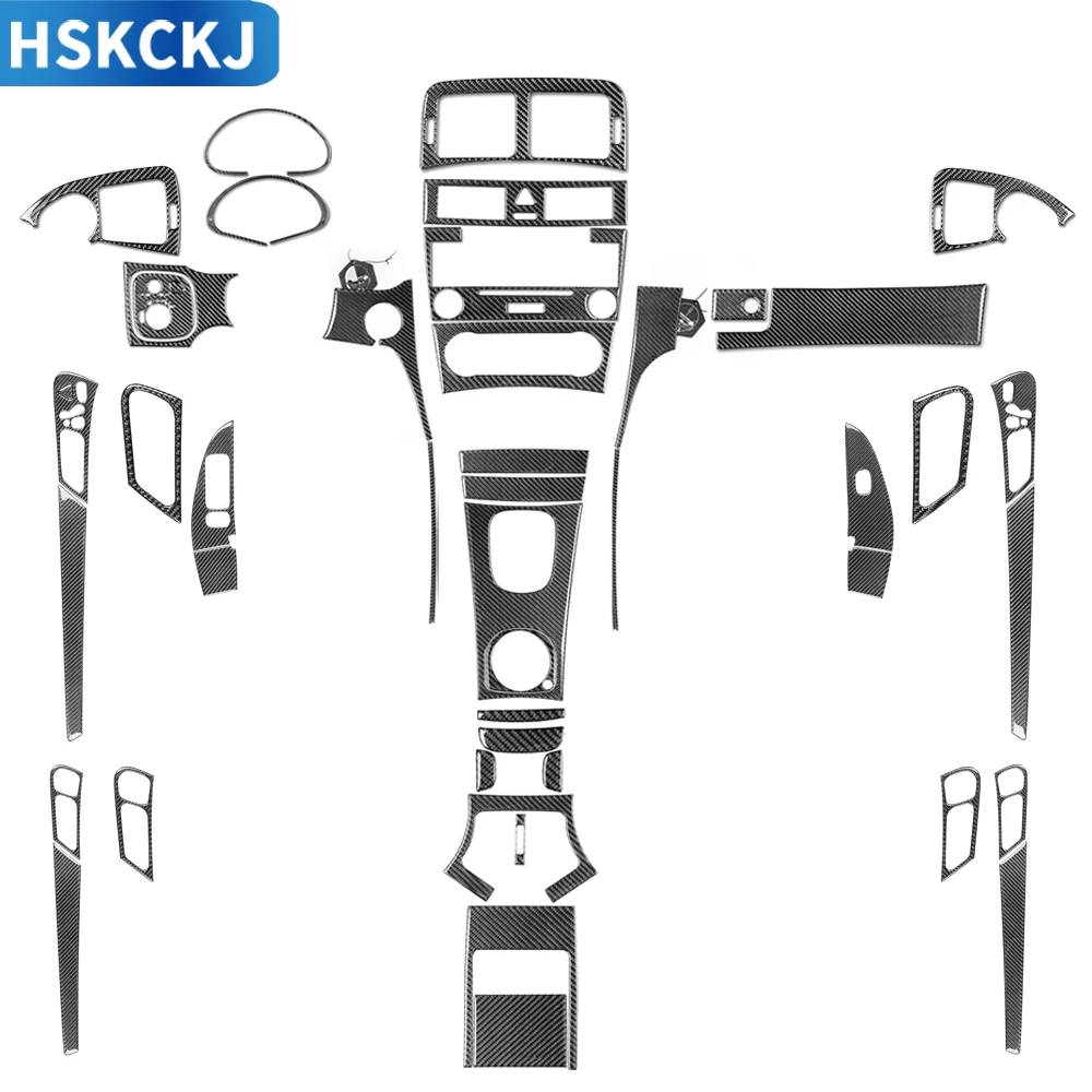 AutoInteriorStickerBlackSetRealCarbonFiberCoverTrimFor