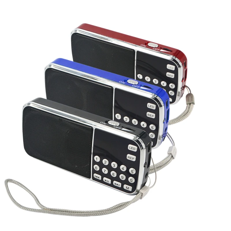 PortableMiniFMSpeakerSupportFlashlightTFCardUSBAUXOutdoor