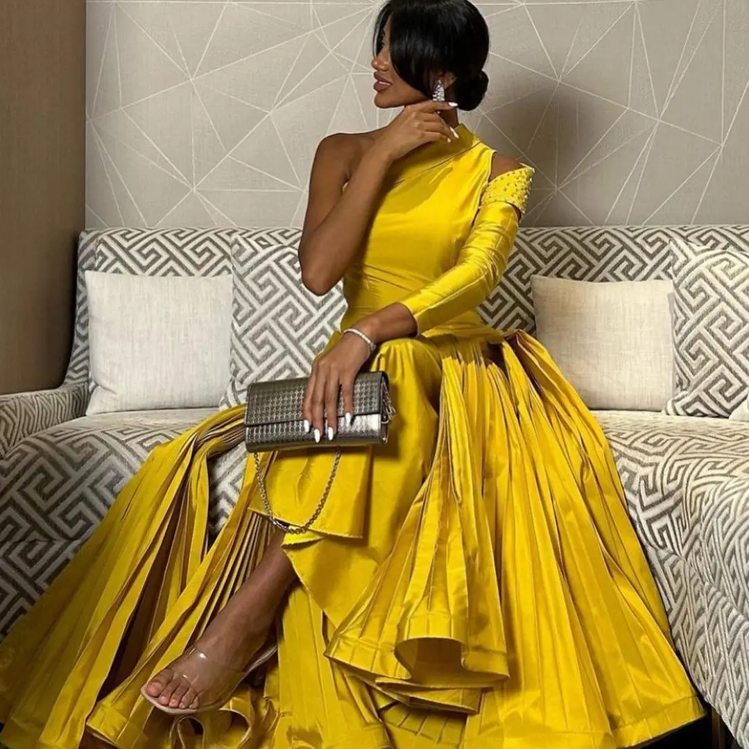 

A-Line One Shoulder Evening Dress Strapless Sleeveless Prom Dresses 2023 Saudi Arabia Women's Formal Request Party Wedding
