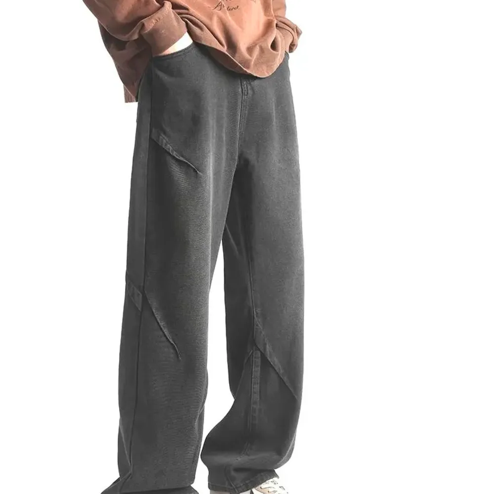 New Spring Pants Washed Jeans Hong Kong Style Loose Straight Leg