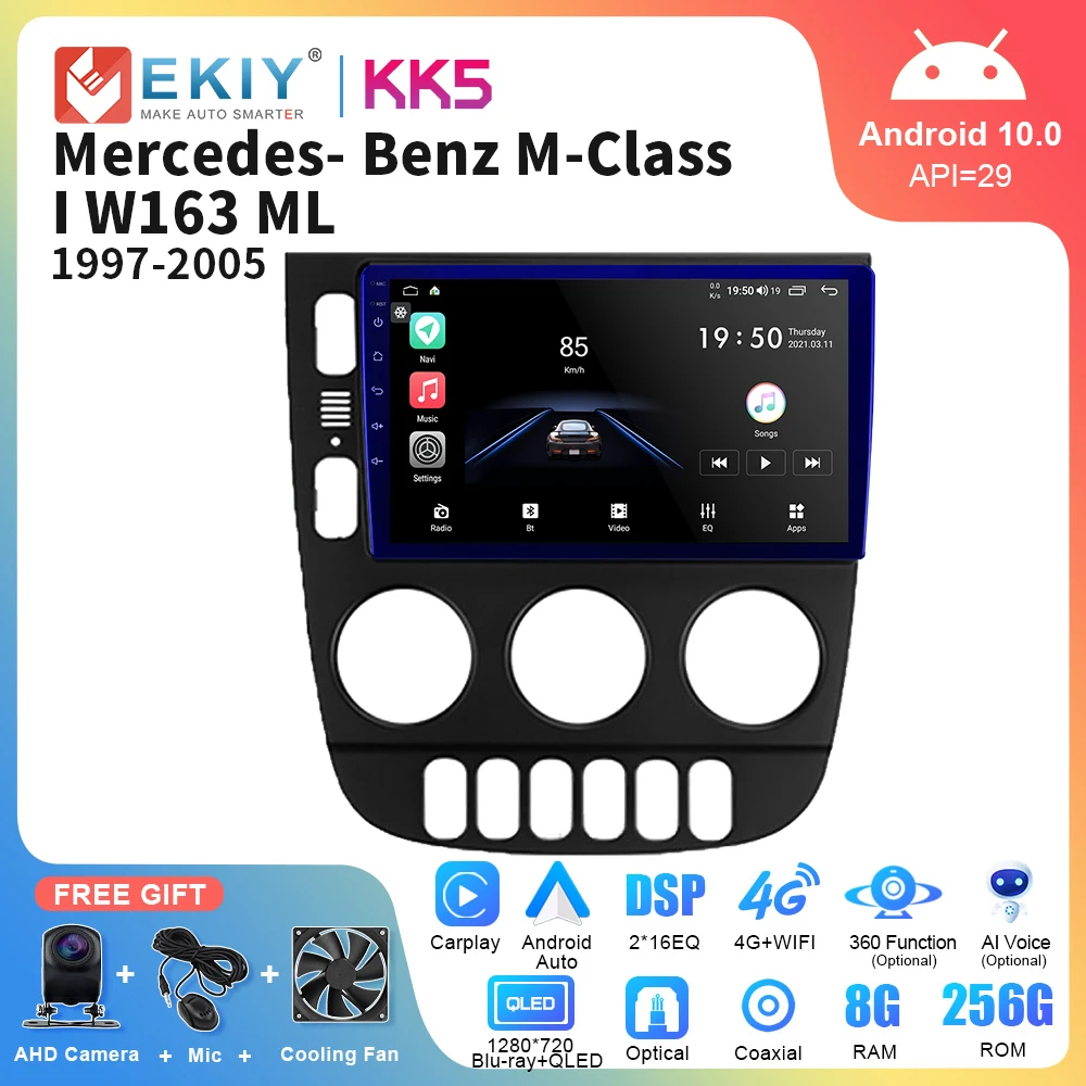 

EKIY KK5 Car Radio Android Auto For Mercedes- Benz M-Class I W163 ML 1997 - 2005 Multimedia Player Stereo GPS Navigation Carplay