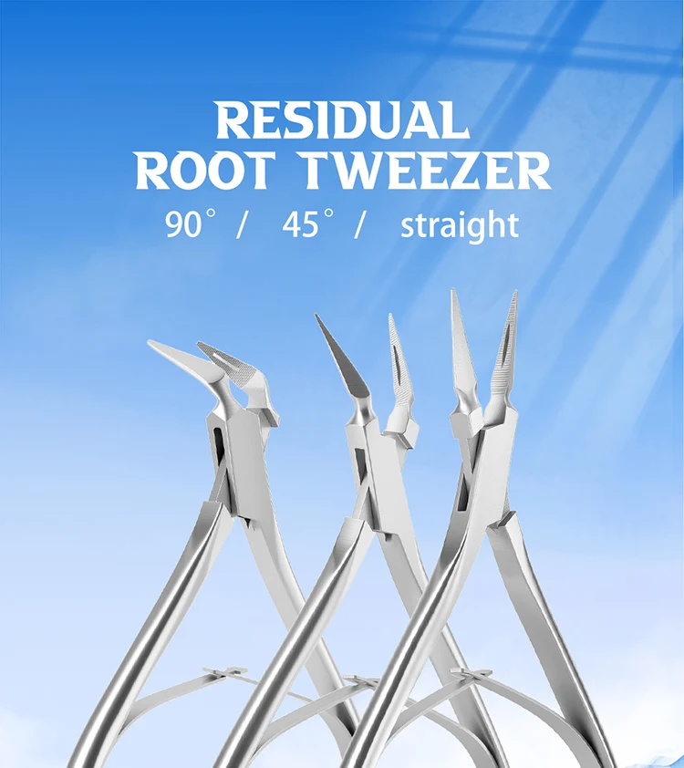 AZDENT Dental Restwurzelpinzette Zahnwurzelextraktionszange Wurzelfragmentzange gerade gebogen 45 ° /90 ° Instrumentenwerkzeug – Detail 1
