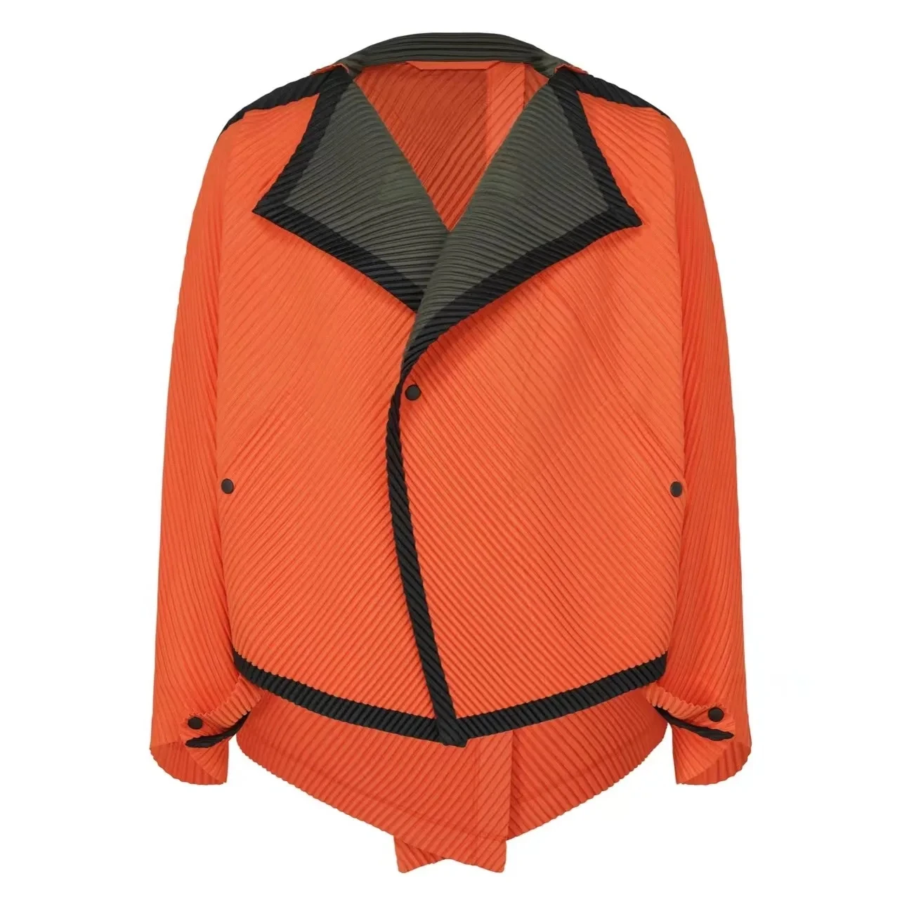 Description Picture 2 of itemMiyake Pleated Autumn New Men's Trench Coat Original Designer Hip Hop Colored Vertical Stripe Short Jacket Top