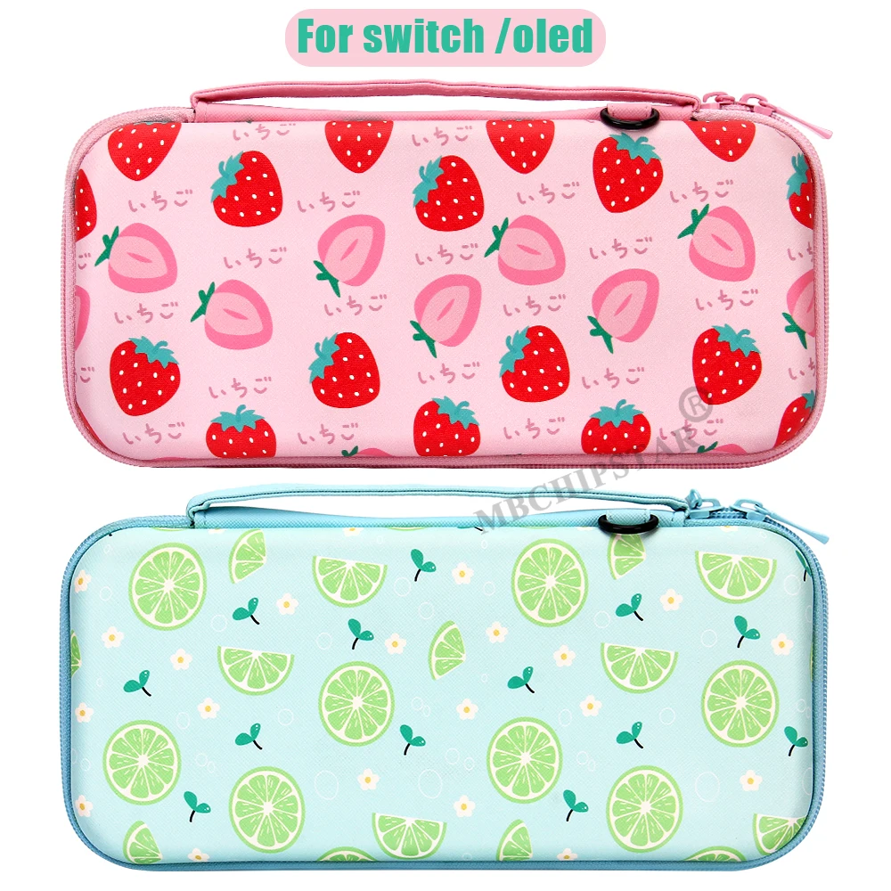 

Portable Shoulder Strap Lanyard Travel Storage Bag for Nintendo Switch OLED Game Console Box Cute Fruits Pouch Protective Case