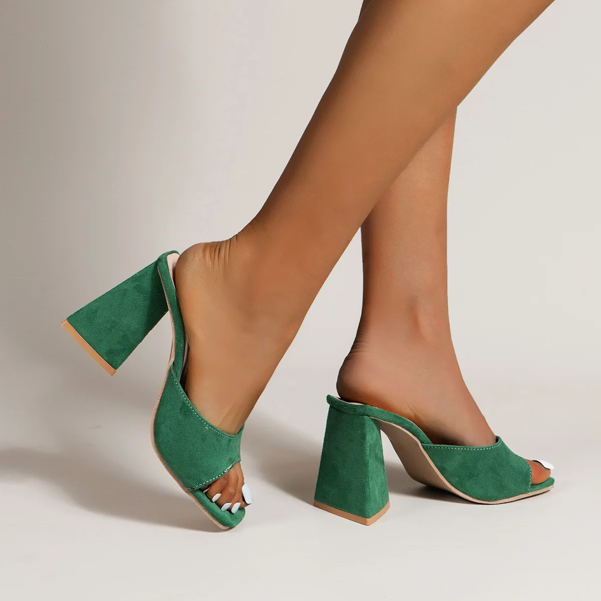 New Summer Ladies Triangle Square High Heel Slippers Sexy Leopard Print Woman Square Toes Dress Party Shoes Gladiator Sandals