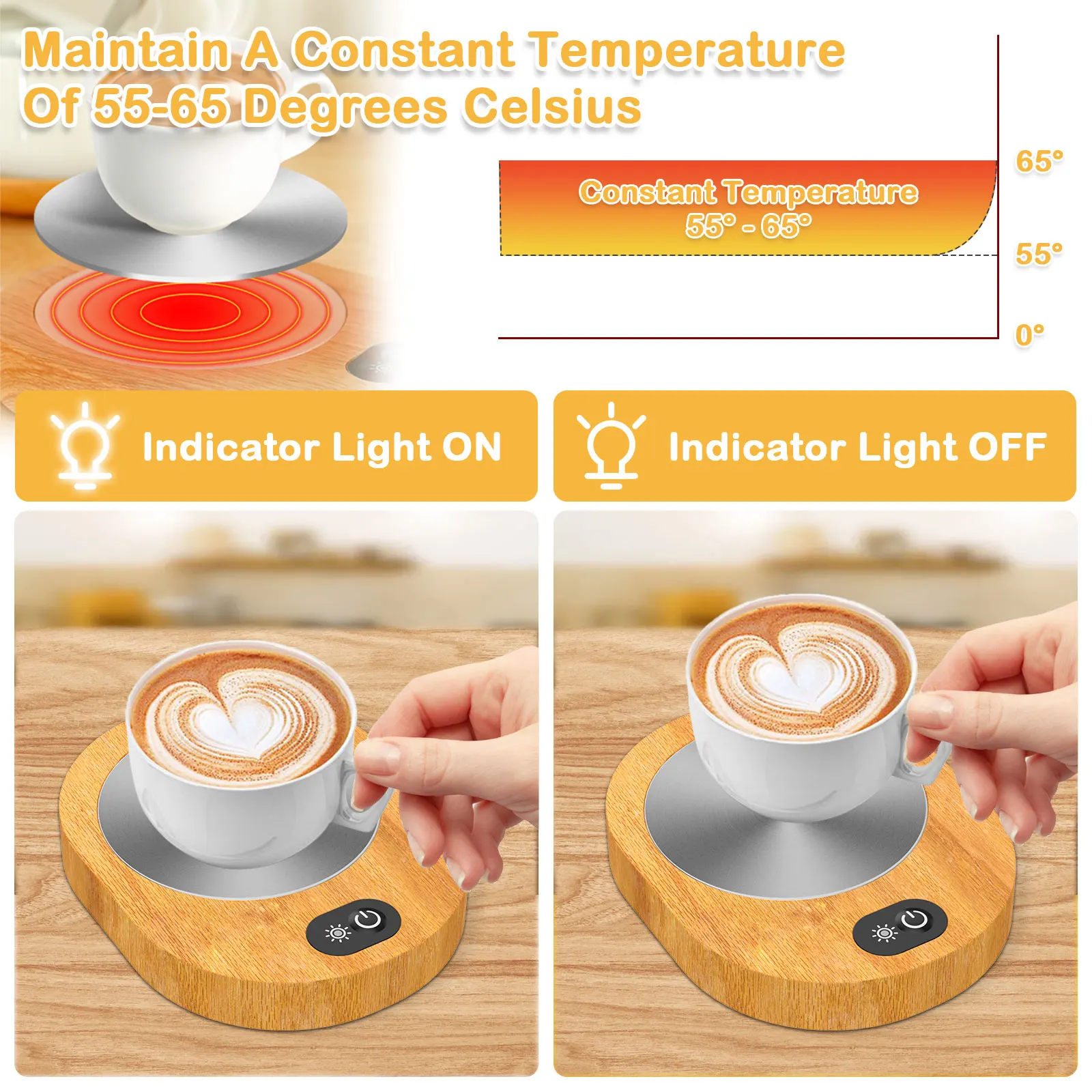 Electric Coffee Cup Warmer Portable USB Mug Warmer Plate 55-65℃ Constant Temperature Coffee Cup Heater Milk Tea Home Office