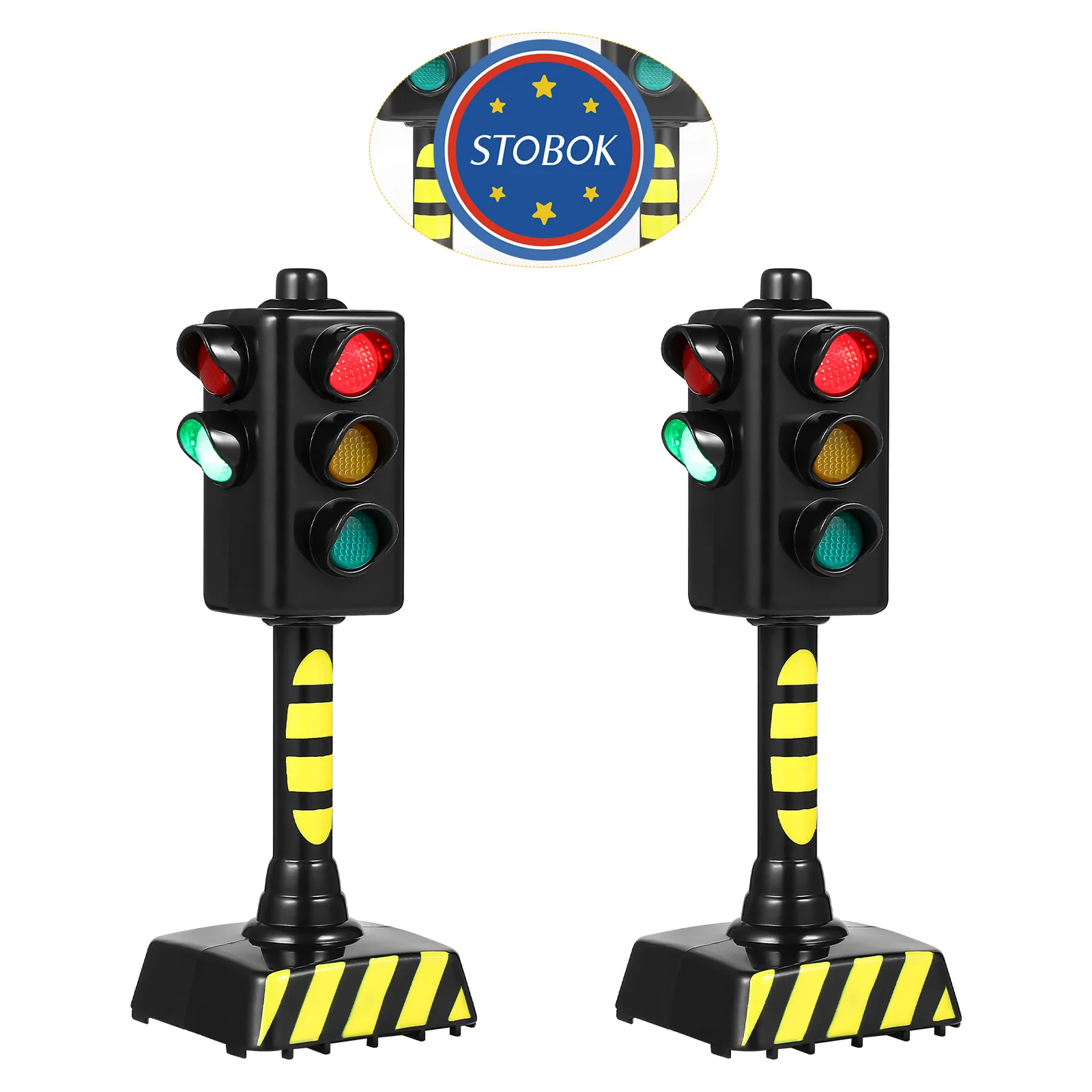 Mini Traffic Signal Light Toy Model Simulation Road Sign Scene LED Kid Traffic Safe Education Learning Toy Car Accessories 2pcs