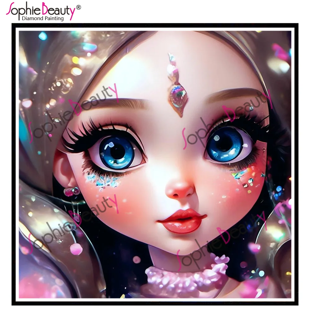 Sophie Beauty Square Full Fairy Staub Harz Diamant Malerei süßes Mädchen Gesicht Kristall Bohrer Diamant Stickerei AB Stein Mosaik Kunst – Detail 4