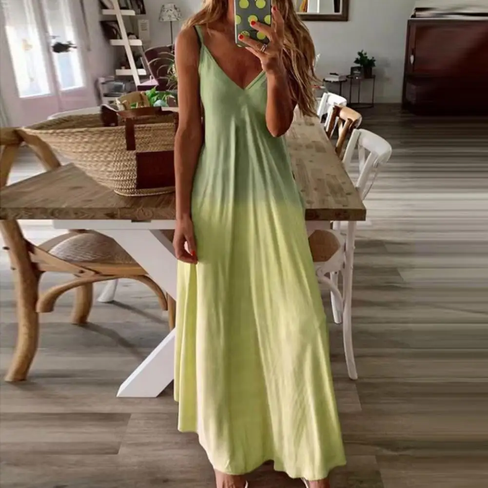 

Летнее женское платье градиентного цвета с большим подолом, весеннее элегантное платье макси на бретелях-спагетти для телефона