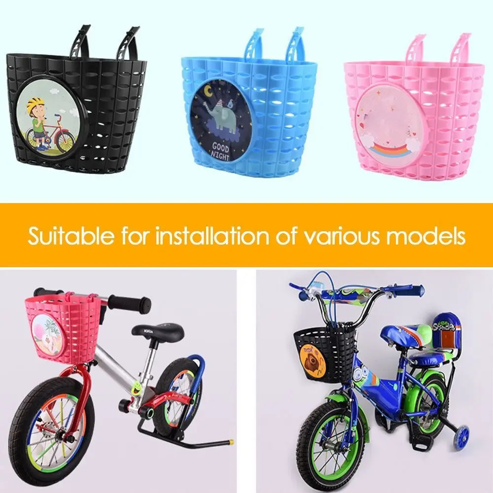 Bicycle Basket Children Front Storage Scooter Handlebar Carrier Holders Bags Cartoon Cycling Scooter Sticker