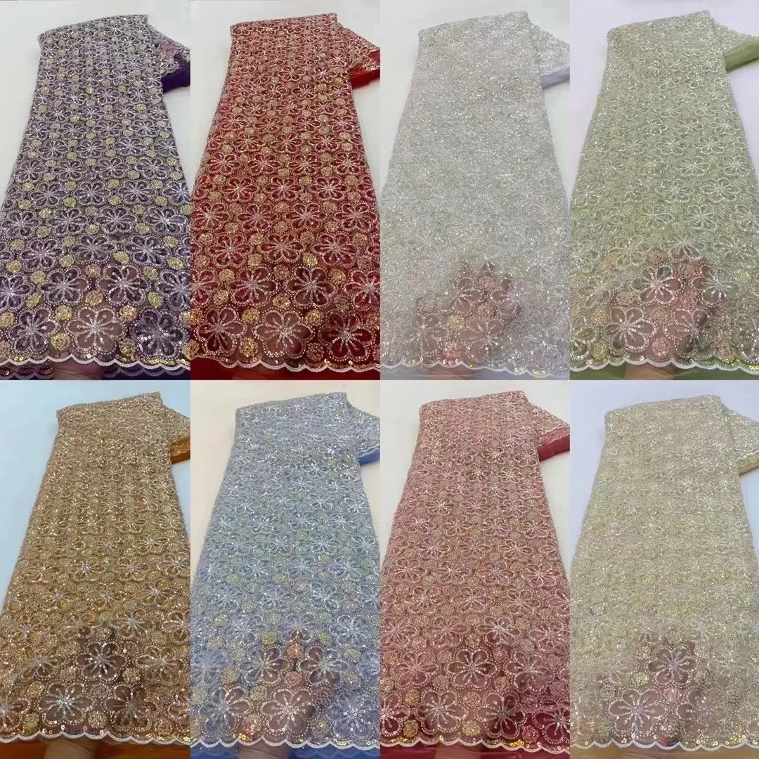 Рисунок 6 - Новинка 2024, африканская кружевная ткань с блестками