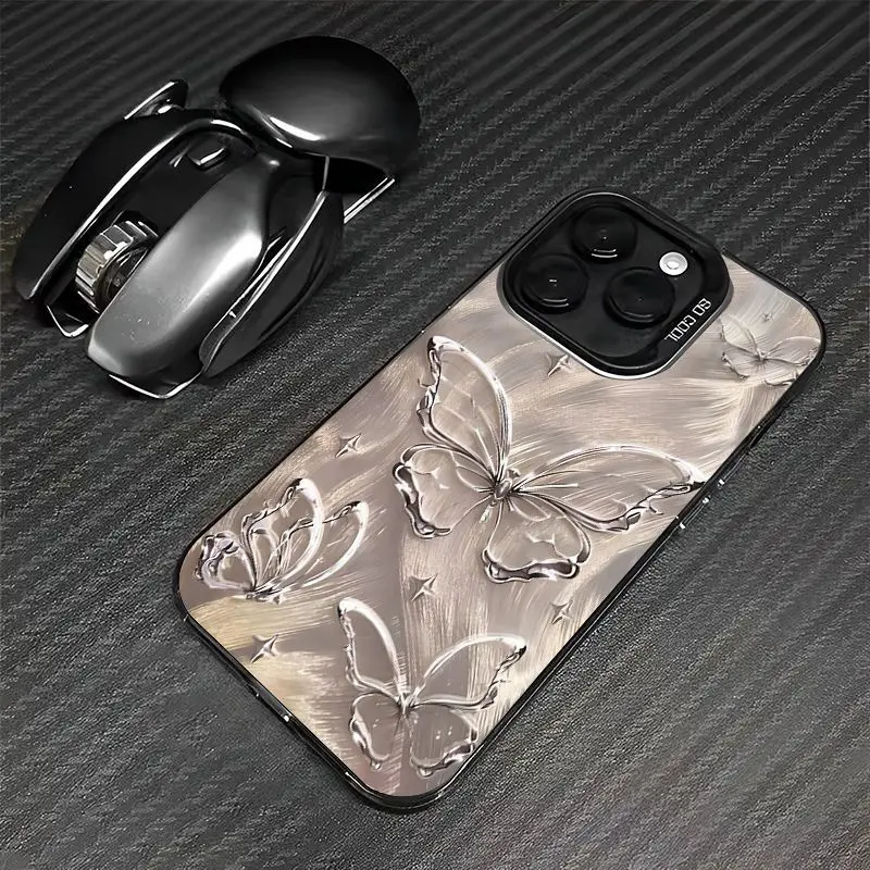 New 15 phone case metal butterfly iPhone 14plus quicksand 13promax burst 12 gilt 11 15promax 14promax 13promax 12promax 11promax