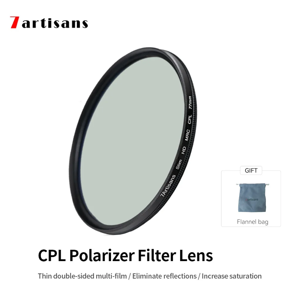 Круговой поляризатор 7artisan 7artisan 46-82 мм, фильтр для объектива HD, сверхтонкий, многослойный, 46 мм, 49 мм, 52 мм, 58 мм, 62 мм