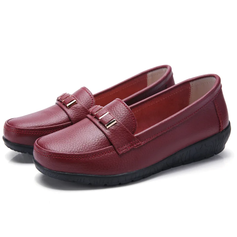 Women shoes genuine leather loafers non-slip solid color casual shoes ladies 2022 new fashion flats woman shoes zapatos de mujer 