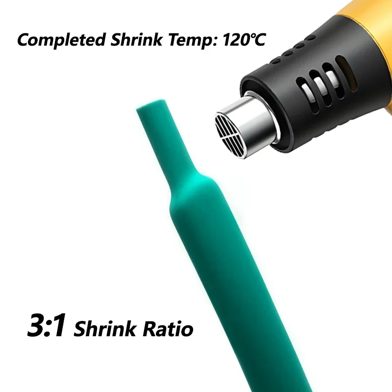 3:1 Green With Glue Heat Shrink Tube Dual Wall Tubing 1.6 ~ 39mm Diameter Polyolefin Insulated Adhesive Lined Shrink Wrap Sleeve