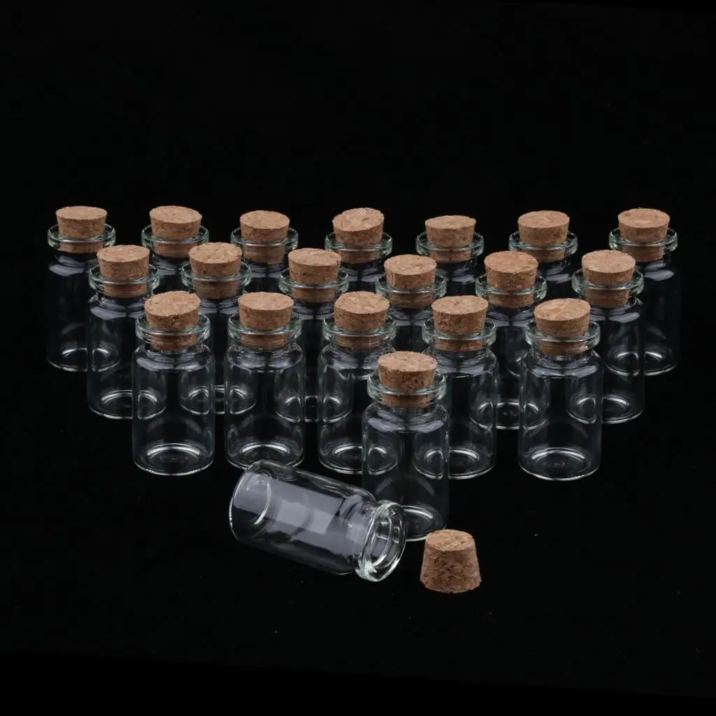 코르크 스토퍼 달린 항아리, 10ml 작은 유리병, 파티 호의 항아리, 소원병, 20 개