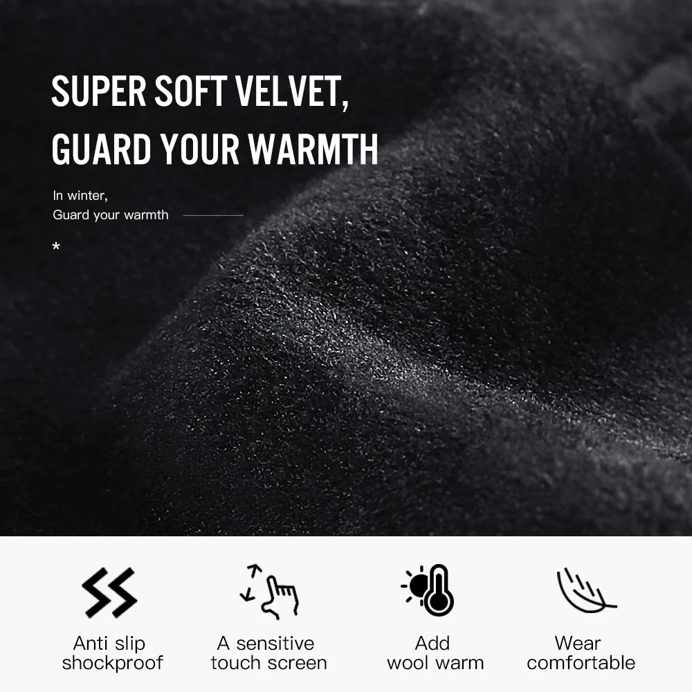 Autumn Winter Cycling Gloves Fluff Warm Waterproof Nonslip Touch Screen Skiing Running Riding Motorbike Gloves Men