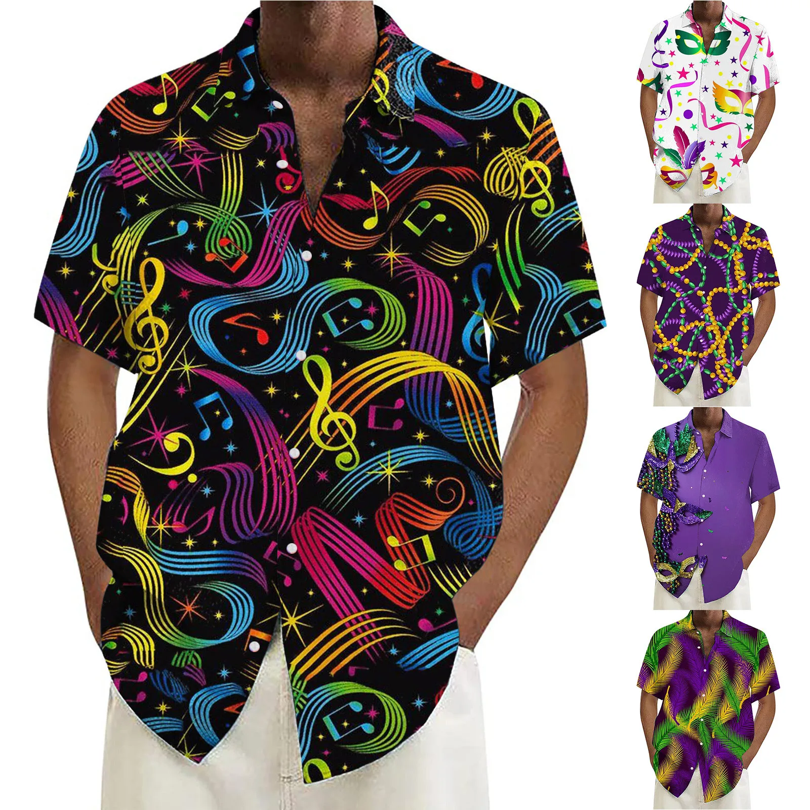 

Men's Fashion Carnival 3D Printed Shirt Geometric Handsome Men