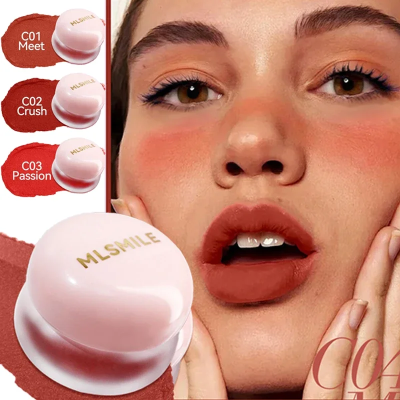 Jelly Lip Cheek Mud Matte Velvet Lip and Cheek Dual-use Blush Cream Lasting Waterproof Red Tint Lipsticks Rouge Blusher Makeup